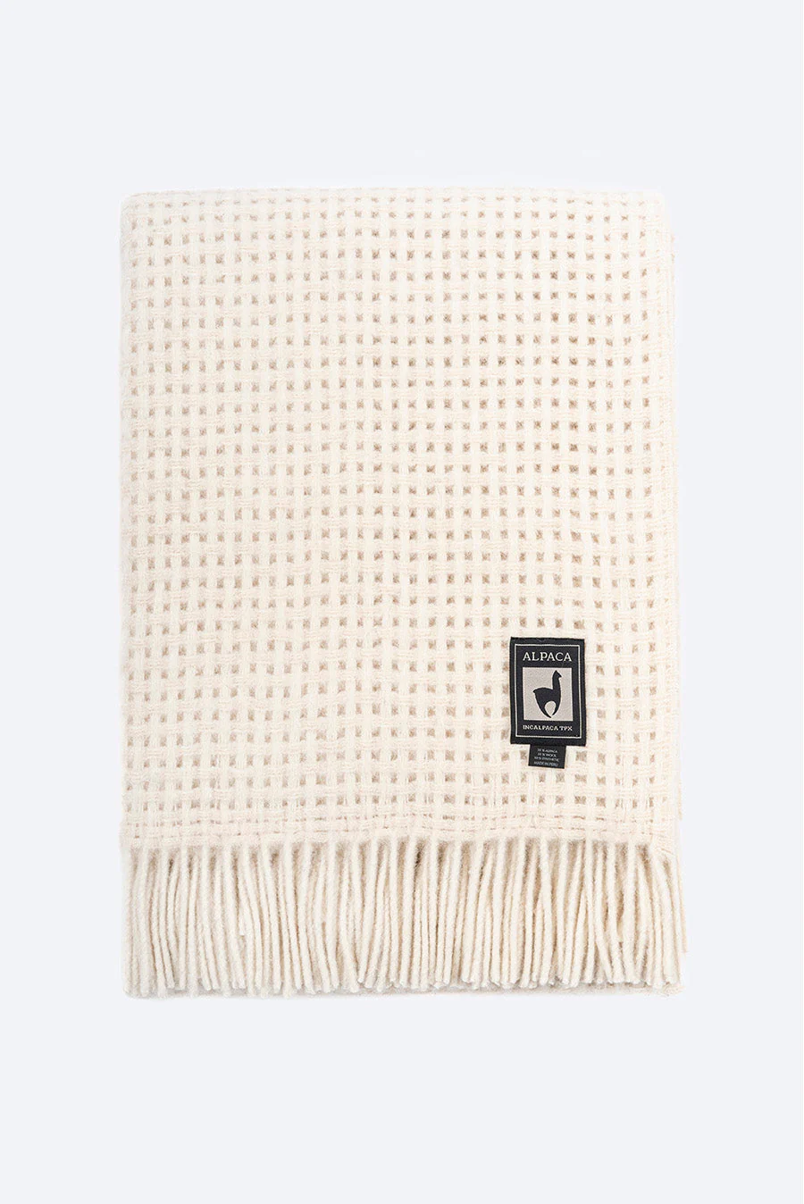 Manta Manta Kuna 2 De Alpaca & Lana Color Blanco - Image 3